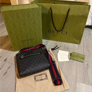 Gucci Black Bag with Red and Blue Accents